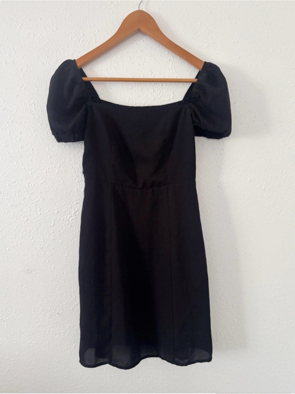 Black Puff Sleeve Square Neck Dress